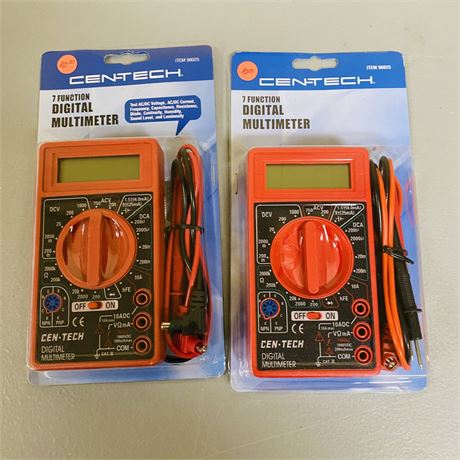 2 New Cen-Tech Digital Multimeters
