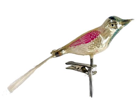 Vintage West German Hand Blown Bird Clip-on Ornament
