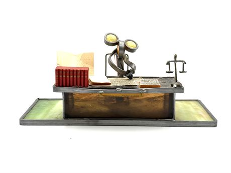 Stained Glass Desk with Writing Figure 3.5" Tall