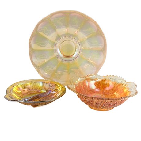 Lot of Assorted Vintage Marigold Carnival Glass Items