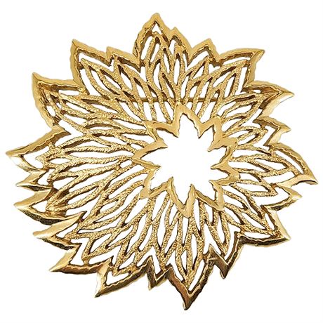 Vintage CROWN TRIFARI Gold Tone Starburst Brooch