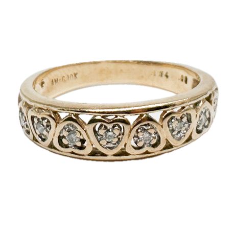10K Yellow Gold & Diamond Heart Ring