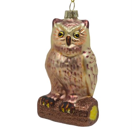 Large 4" Hand-blown Glass, Owl Ornament