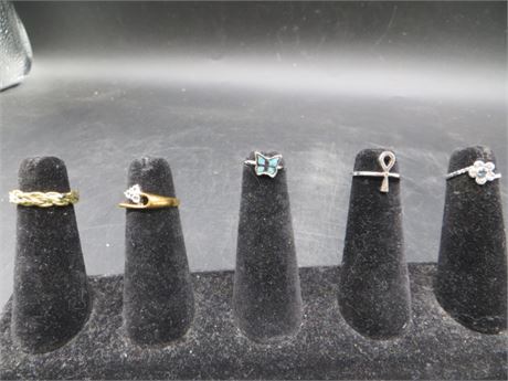 Gold Tone & Silver Tone Rings Butterfly & Religious Rings