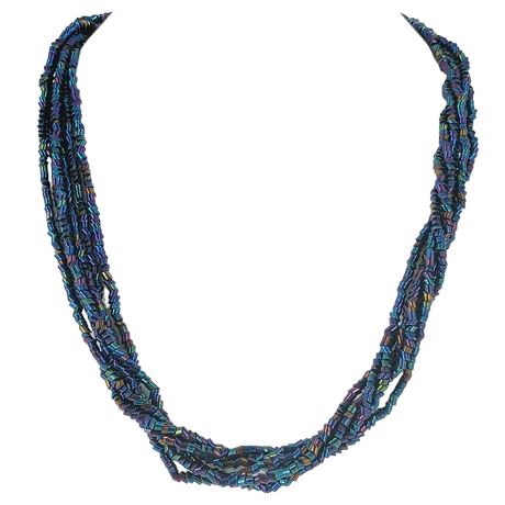 Multi-Strand Iris Bead Necklace (Twisted Torsade)