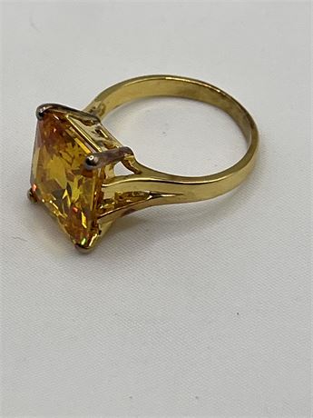 .925 yellow citrine stone vintage ring 7.41 g