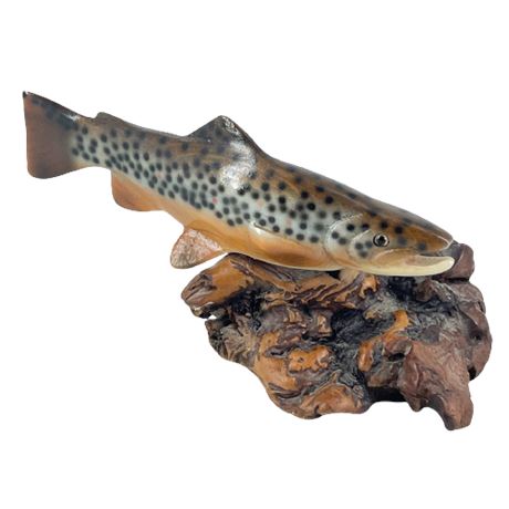 Big Sky Carvers Signed Brown Trout Wood Carving
