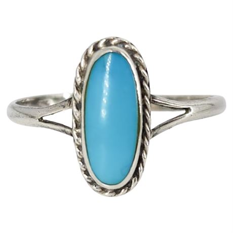 Sterling Silver Sleeping Beauty Turquoise Ring, Sz 9