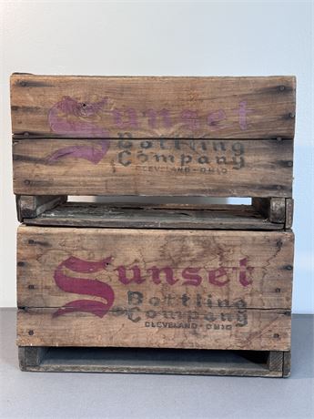 Two (2) Sunset Bottling Company Wooden Crates