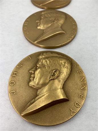 3 Fine Bronze John F Kennedy Inauguration  Re-Strike Medal