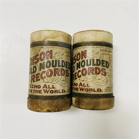 2 Antique Edison Wax Cylinder Photographs