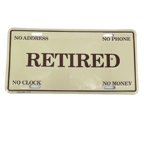 Vintage "Retired" Novelty License Plate