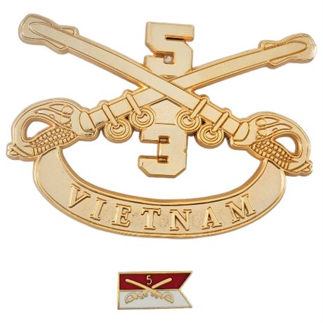 Pair Vintage US Army Vietnam Pins