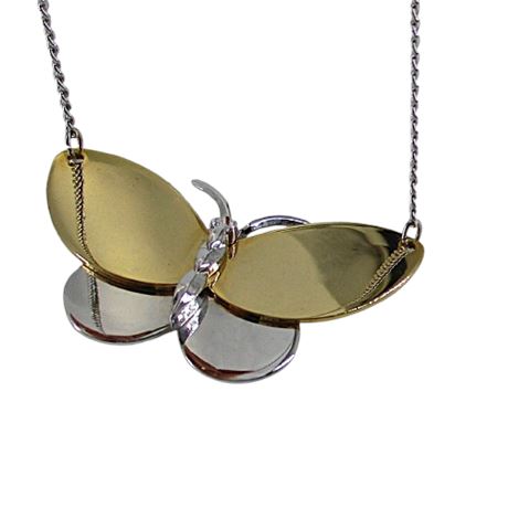 AVON Vintage '90's BUTTERFLY 2-Tone Necklace