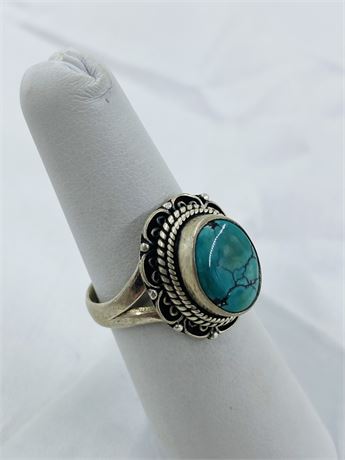 8g Sterling Turquoise Ring Size 8