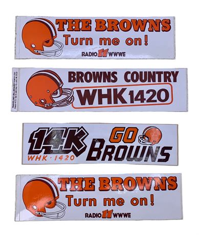 Four Cleveland Browns Vintage NOS Football Bumper Stickers