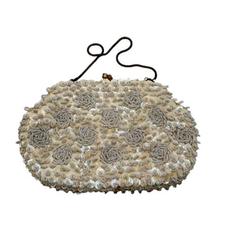 Vintage White Beaded Purse