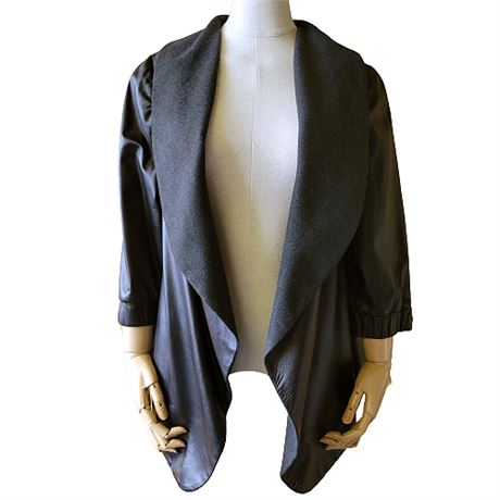 Reversible Leather / Wool Open Front Jacket