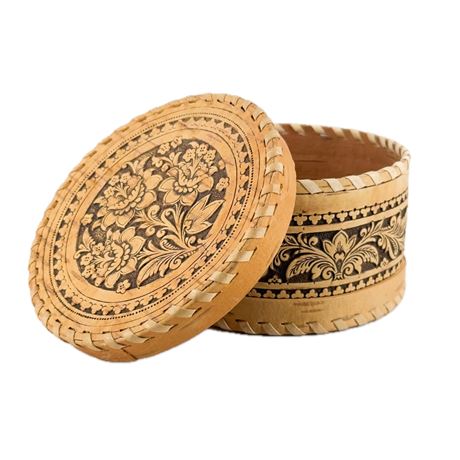 Vintage Russian Birch Bark Trinket Box