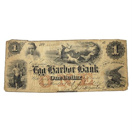1861 Egg Harbor Bank NJ $1 State Bank Note