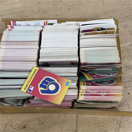 Box of Baseball Stickers, Puzzle, Team Halos and more - 10" x 12" Box