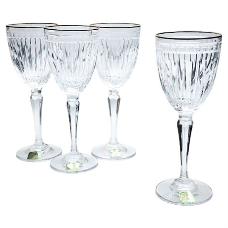 Vintage Waterford Marquis "Hanover Gold" Cut Crystal Wine Glasses, New in Box