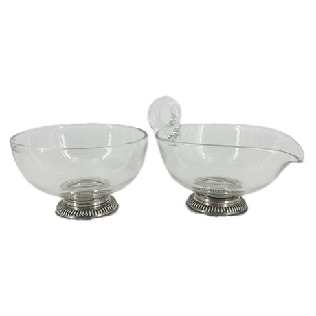 Antique Frank Witting Sterling Silver Base Cream & Sugar Bowls