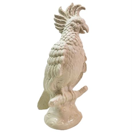 Large White Ceramic Cockatoo Statue