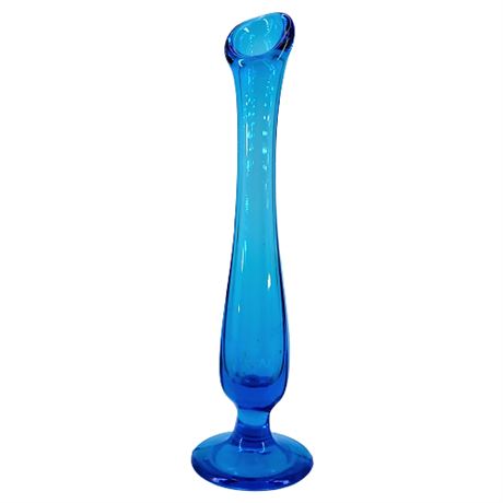 Vintage Cobalt Blue 8" Footed Swung Glass Bud Vase
