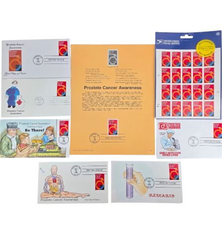 FDC Prostate Cancer Awareness, Signed & Hand Painted + Sealed Pack of Stamps