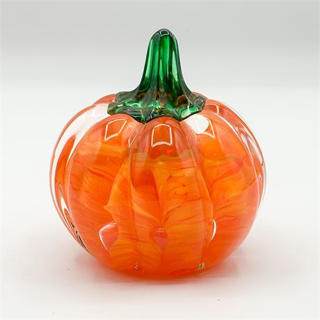 Vintage Art Glass Pumpkin Paperweight