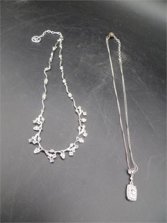 CROWN TRIFARI SILVER RHINESTONE, MONET W/MAGNET CLASP & DOUBLE STRAND NECKLACES