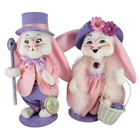Annalee Doll Boy & Girl Easter Bunny Rabbits 2008
