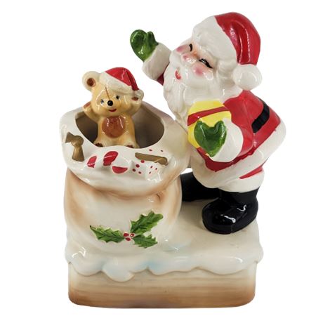 Lefton Vintage Santa Claus w/ Toy Bag Music Box