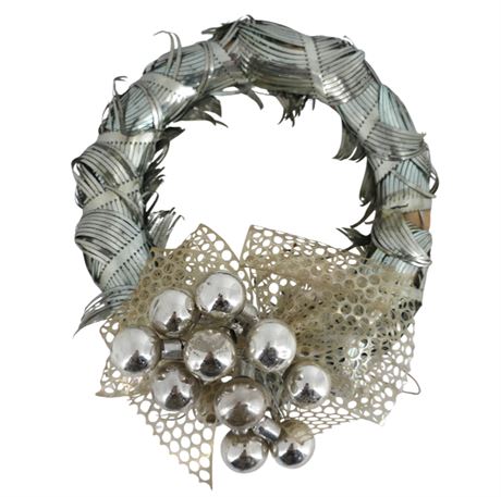 VTG Foil Wreath with Mercury Glass Bulbs