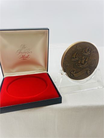 Franklin Mint Bronze Christopher Columbus Medallion