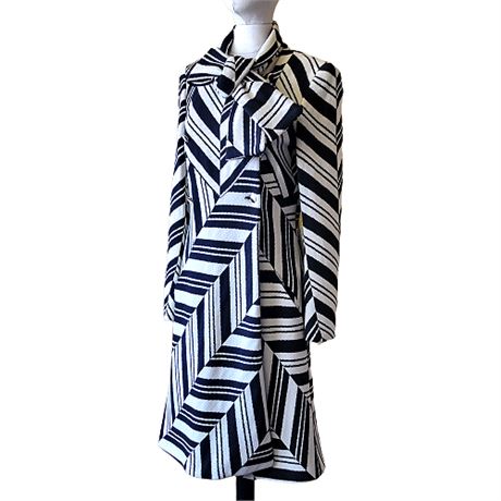 Emanuel Ungaro Paris Black & White Abstract Stripe Coat
