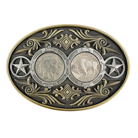 Southwestern Style Buffalo Head Nickel Belt Buckle