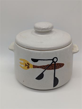 Vintage West Bend Covered Crock Made USA Midcentury Modern MCM Ceramic