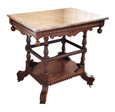 Antique Table with Marble Top