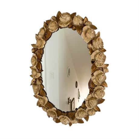 Vintage Syroco Style Floral Frame Wall Mirror