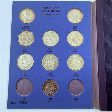 8 Coin Canadian Silver Half Dollar Collection