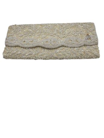 Signed Vintage white beaded evening bag