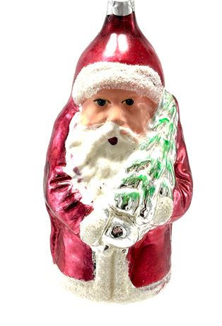 Vtg Mercury Glass West German Santa with Glass Tree