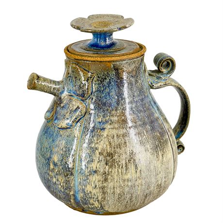 Vintage Nancy Finesilver Signed Hand Thrown Stoneware Teapot