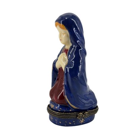 Virgin Mary, Porcelain  Hinged Trinket Box