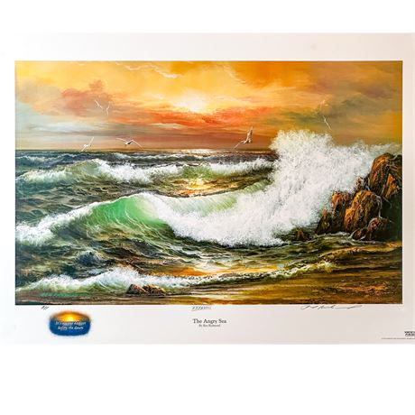 Lithographic Print of the Painting "The Angry Sea" by Artist Ben Richmond