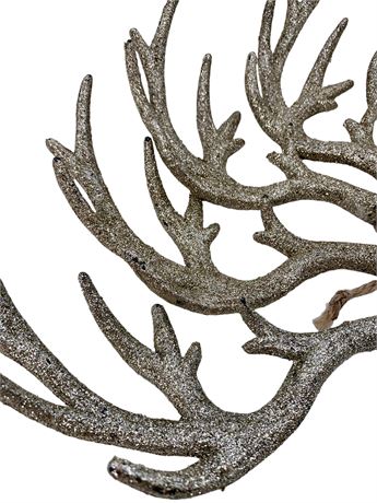 5 pc Glittering Silver Woodland 7” Antler Ornaments