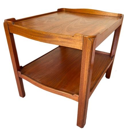 Vintage MCM Wooden Bi-Level Side Table