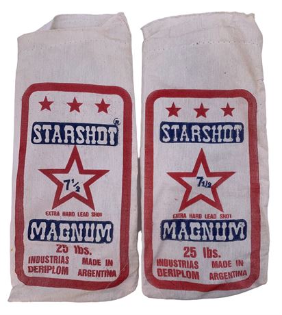 2 Vintage Starshot Brand Magnum Lead Shot Cotton Shotgun Pellet Bag